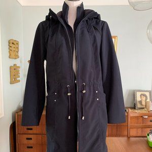 Laundry Shelli Segal Navy Hooded Raincoat L